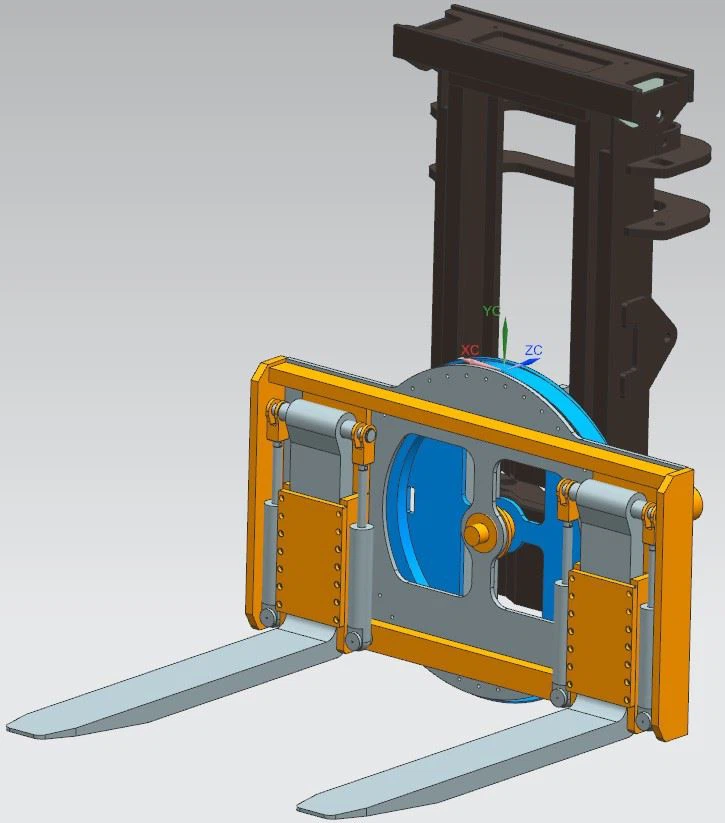 Gabelstapler mit Rotator zum Entladen von Containern